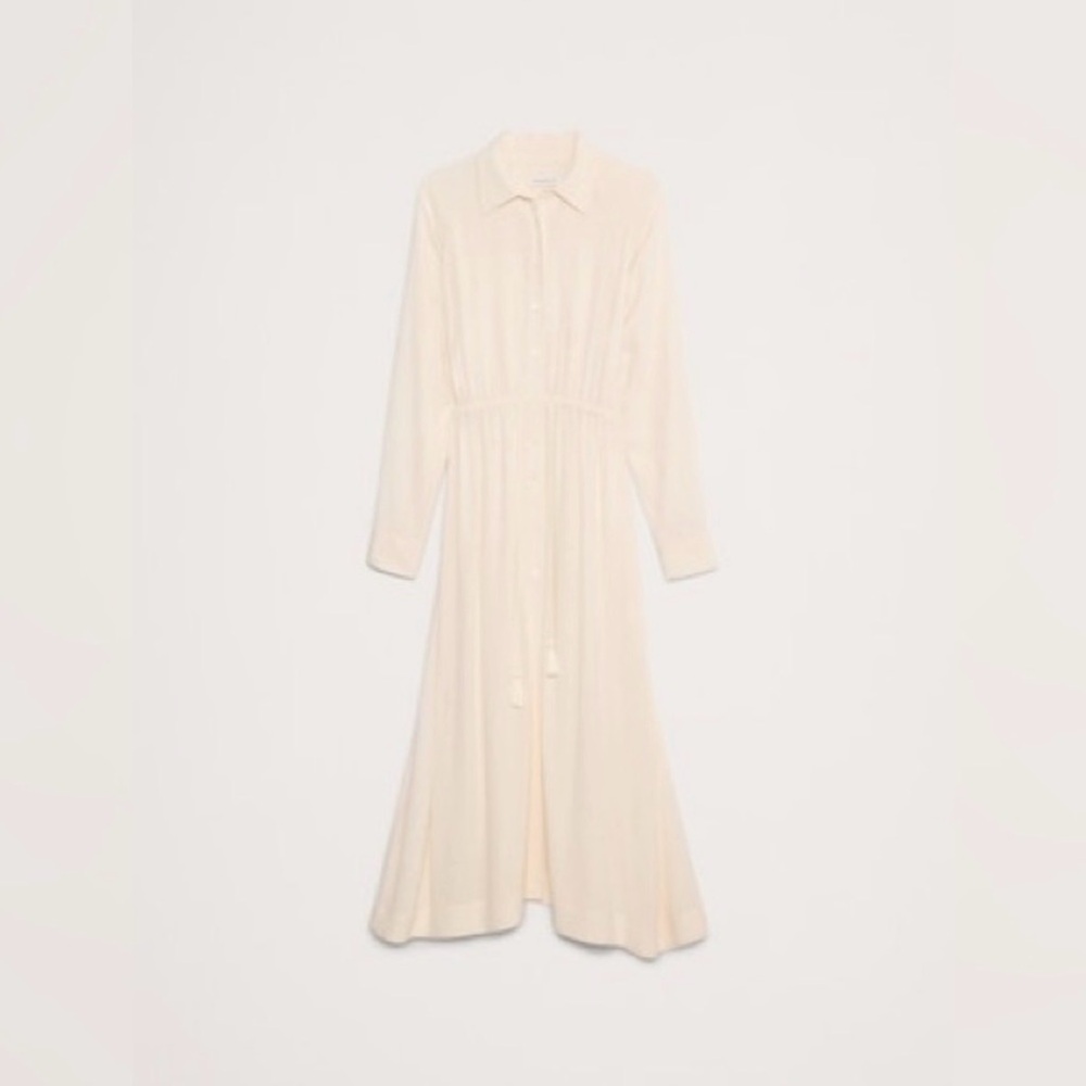 NWT Banana Republic Cream White Textured Gauze Shirt Dress Size S - Picture 2 of 5
